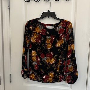 Time and Tru Floral Blouse - Black, Red, and Yellow